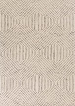 5&#39; X 7&#39; Ivory Geometric Hexagon Wool Indoor Area Rug - £264.55 GBP