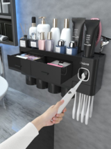 Toothbrush Holder Automatic Toothpaste Makeup Organizer Bathroom Vanity ... - £26.05 GBP