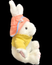 TLToys Spring Bunny Rabbit Plush 9&quot; Seated Pink Hat Yellow Sweater White Easter - £14.73 GBP