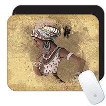 African Woman Portrait Profile : Gift Mousepad Ethnic Art Black Culture Ethno - £10.27 GBP