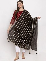 Women&#39;s Silk blend Black &amp; Gold-Toned Gotta Patti Dupatta Free Shipping - £11.48 GBP