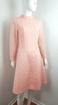 Vintage 60s Mod Scooter Dress Double Knit Day Dress Basque Waist Peach S... - £36.37 GBP