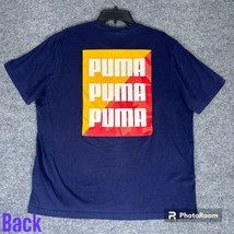 Puma T-Shirt Mens XL Navy Blue Short Sleeve Graphic Logo Crew Neck Cotto... - £9.65 GBP