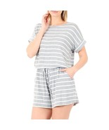 Heather Grey Striped Short Romper XL - $31.68