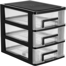 Vosarea 3 Drawer Desktop Storage Organizer,Plastic, Black And Transparent - $45.92