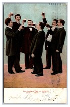 German Comic Men Gathered Drinking and Singing Hoch! Barrels DB Postcard S3 - £4.54 GBP