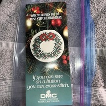 DMC Christmas Wreath Cross Stitch Pattern Cloth Floss Needle Sampler - $9.89