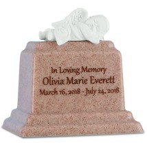 Small/Keepsake 18 Cubic Inch Peaceful Baby Girl Cultured Marble Cremation Urn - £125.80 GBP