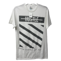 Hustle Mens Delta Apparel Graphic T-Shirt White Grind Everyday 247 365 S New - £13.46 GBP