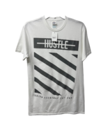Hustle Mens Delta Apparel Graphic T-Shirt White Grind Everyday 247 365 S... - £13.40 GBP