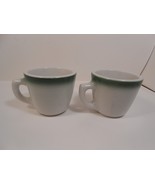 2 Vintage Wellsville China Green Rim Cup Restaurant Ware 54 - €5,87 EUR