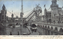 Coney Island Ny Amusement Park~Shooting The CHUTES~1905 Postcard With Glitter - £4.68 GBP