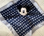 Disney Baby Mickey Mouse Plush Security Blanket Lovey Rattle Blue Gray T... - £14.92 GBP