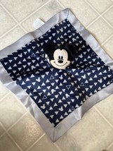 Disney Baby Mickey Mouse Plush Security Blanket Lovey Rattle Blue Gray Triangles - £14.59 GBP