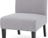 Contemporary Fabric Slipper Accent Chair, Light Gray And Matte Black - $192.99