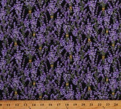 Cotton Lavender Bunch Flowers Floral Bouquets Black Fabric Print by Yard D761.47 - £10.19 GBP