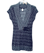 Wet Seal Womens L Black White Belted Shawl Collar Cap Sleeve Y2K Tunic S... - $27.39 CAD