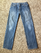 Levis 505 Jeans Mens Size 36x36 Blue Straight Leg Pants Denim Tall Faded... - £30.20 GBP