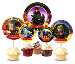 12 How to Train Your Dragon Hidden World Inspired Cupcake Toppers Set #1 - £10.99 GBP