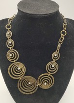 Gold Toned Swirl Link Necklace - £5.51 GBP
