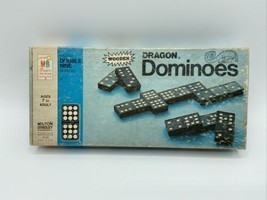 1970 Black Wooden DRAGON Double Nine Dominoes, 55 Pieces, Milton Bradley, - $13.10