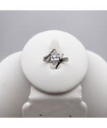 925 Silver Ring Glass Marquise Cut Center Side Stones Swirl Smooth Shank... - $1,381.69 MXN