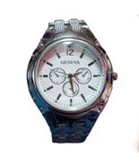Geneva Men’s Wristwatch Silver Tone Wristband Working - £11.78 GBP