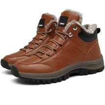 Men High Quality Leather Boots Shoes Winter Warm Thick Sole Male Boots Sneakers  - £55.16 GBP