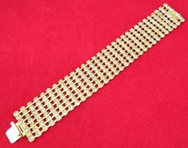 Suzanne Somers Gold Topaz Gold Tone 7 Row Aurora Borealis Bracelet 7.5&quot; - £70.31 GBP