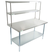 30&quot; x 60&quot; Stainless Steel Work Prep Table Commercial Overshelf Double Over Shelf - £1,066.74 GBP
