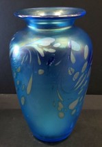 Brian Maytum Hand Blown Iridescent Glass Vase 6.75&quot; Signed  - $94.05