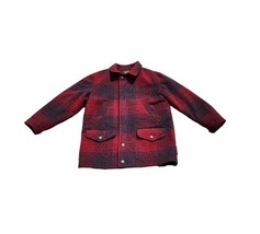 Vintage Eddie Bauer Men&#39;s Wool Jacket Red Buffalo Plaid Coat  Large  - $163.35