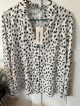 Women&#39;s ECOWISH Long Sleeve Leopard Print Button Up Blouse Shirt Top Size Small - £9.86 GBP