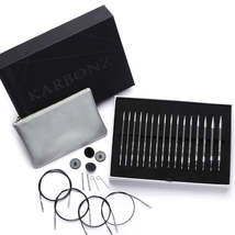 KnitPro Karbonz Knitting Pins Circular Interchangeable: wooden board Gift box Se - £86.98 GBP+