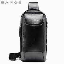 BANGE Upgraded Men Waterproof Multifunction Carbon Fiber Pattern Crossbody Bag U - £45.41 GBP