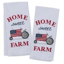 Patriotic Tractor Home Sweet Farm 2PC Towel Set Kitchen Cotton Kay Dee Designs - $14.95