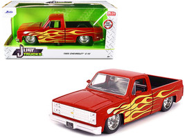 1985 Chevrolet C10 Pickup Truck Red with Flames &quot;Just Trucks&quot; Series 1/2... - $48.24