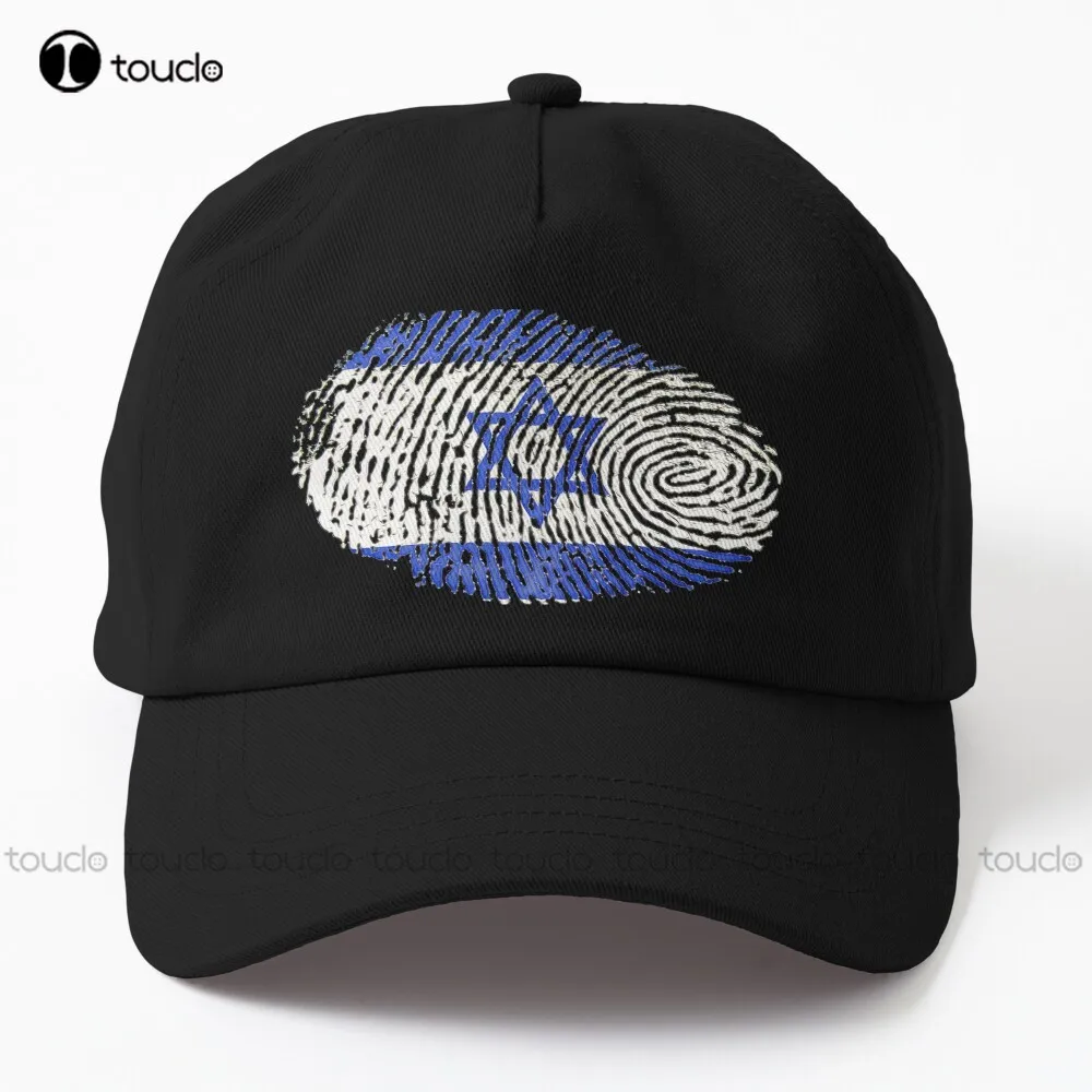 Israel Fingerprint Israeli Flag Design Jewish Heritage Dad Hat Garden Hats  - $13.99