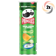 2x Cans Pringles Sour Cream &amp; Onion Flavored Potato Crisps Chips Snack 5.57oz - £11.80 GBP