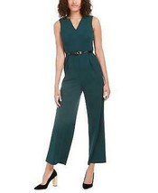 Calvin Klein V-Neck Belted Jumpsuit-12P/Malachite - $73.26