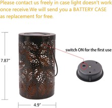 Solar Lantern Lights Outdoor Garden Hanging Lights Metal Leaf Pattern Li... - £27.24 GBP