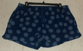 Excellent Womens Gap Body Navy W/ Snowflakes Flannel Sleep Lounge Shorts Size L - £18.48 GBP