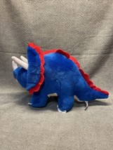 BJ Toy Company Blue Red Triceratops Dinosaur Stuffed Animal Plush KG - £11.23 GBP