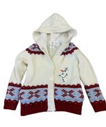 Disney Store Kids Olaf Hooded Cardigan Sweater 5/6 Red &amp; White Knit With... - $350.94 MXN