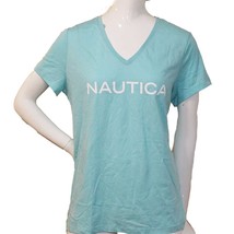 Nautica Ladies&#39; Size Large Short Sleeve V-Neck T-Shirt, Blue - $14.99