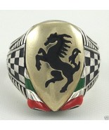 Italian Black Stallion Gents Shield ring  ster silver - $1,637.06 MXN