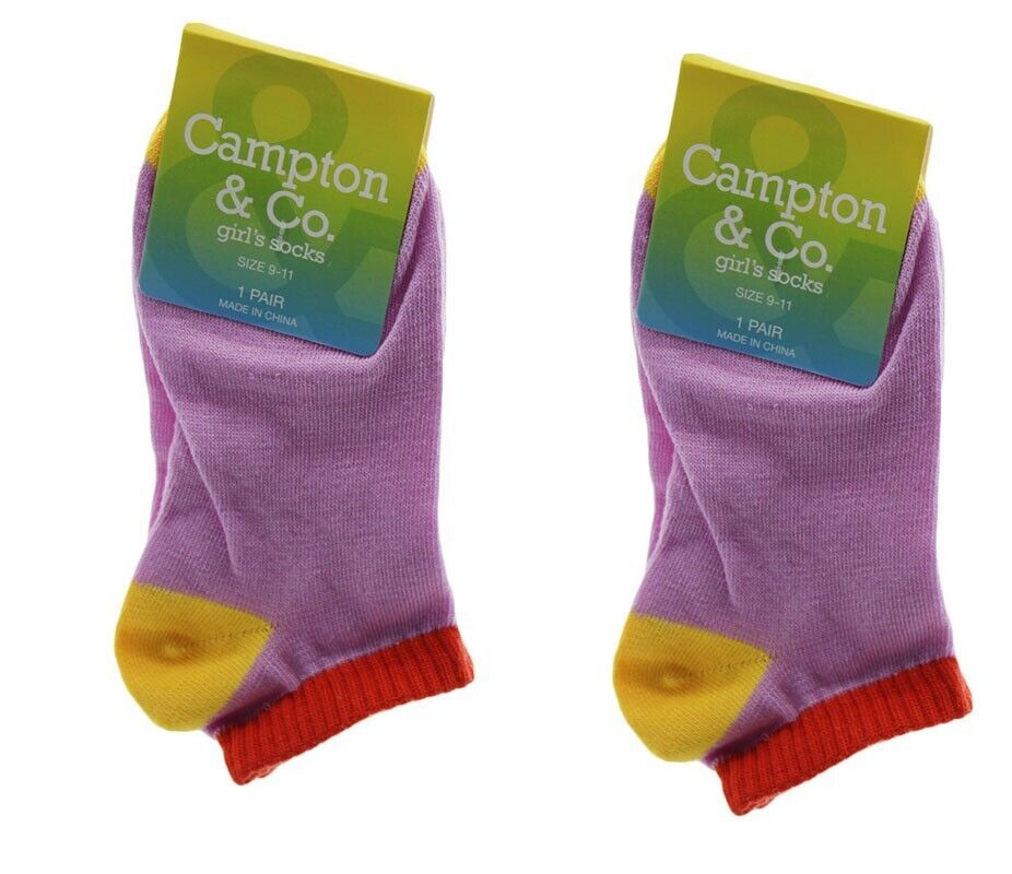 Big Girls Socks Campton & Co Big Girl Socks Size 9-11 /2 Pairs Purple