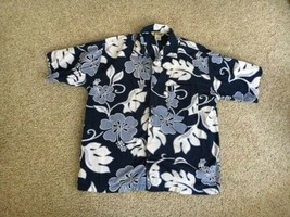Vtg Gotcha Island Time Men&#39;s Large L Hawaiian Shirt. Blue And White Hibiscus - £21.64 GBP
