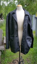 Clik by Suzie Fashions Leather Coat Jacket Mens missing extra lining Bla... - £59.24 GBP