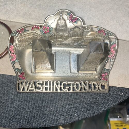 washington dc salt pepper Shaker Metal With Tray - $4.94